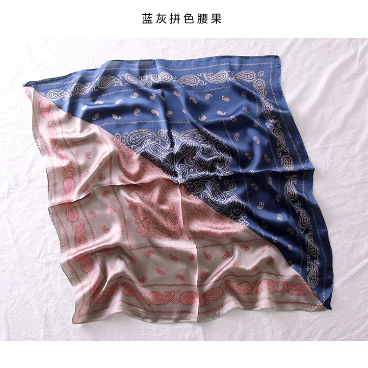 70cm Korean Paisley Small Square Scarf Female Decorative Collar Scarf Literary Small Silk Scarf Wild New Autumn Women Tied Bags