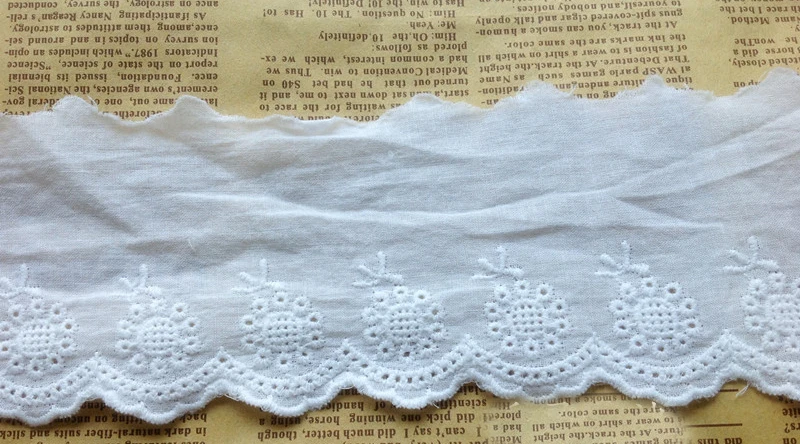 

10 yard 7cm 2.75" wide ivory/white fabric cotton embroidery lace trim ribbon 108466L4K581