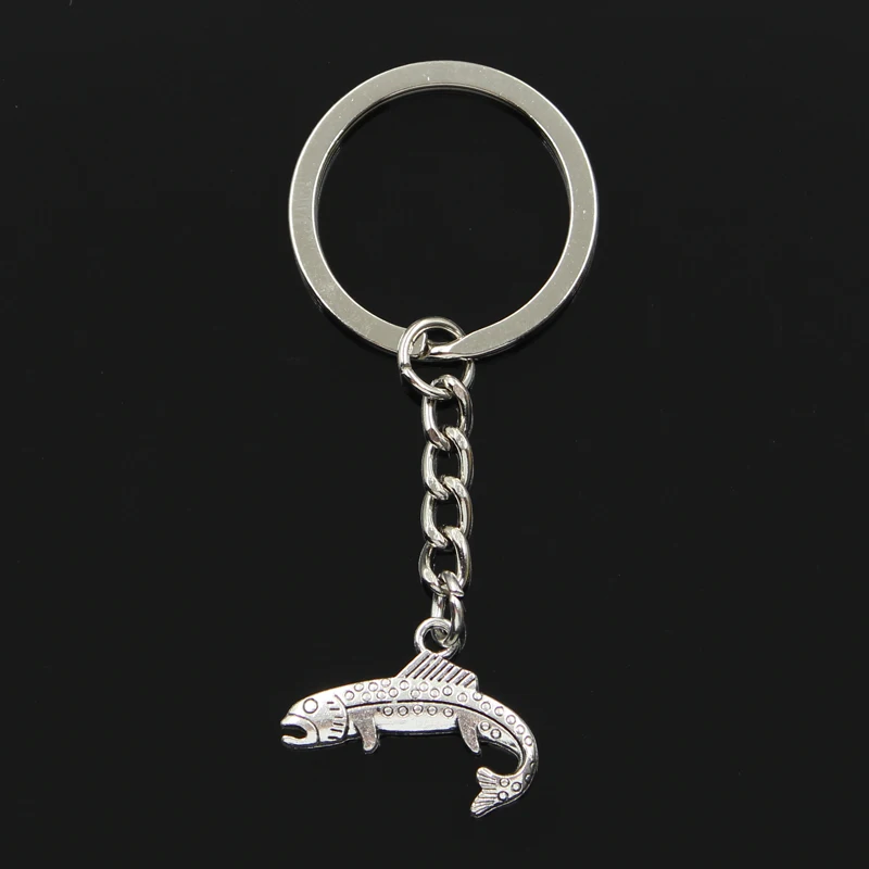 Fashion Eel Fish 24x18mm Pendant 30mm Key Ring Metal Chain Silver Color Men Car Holder Gift Souvenirs Keychain