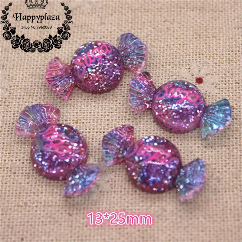 20pcs Resin New Glitter Sugar Sweet Candy Simulation Food Art Supply Decoration Charm Craft,13*25mm