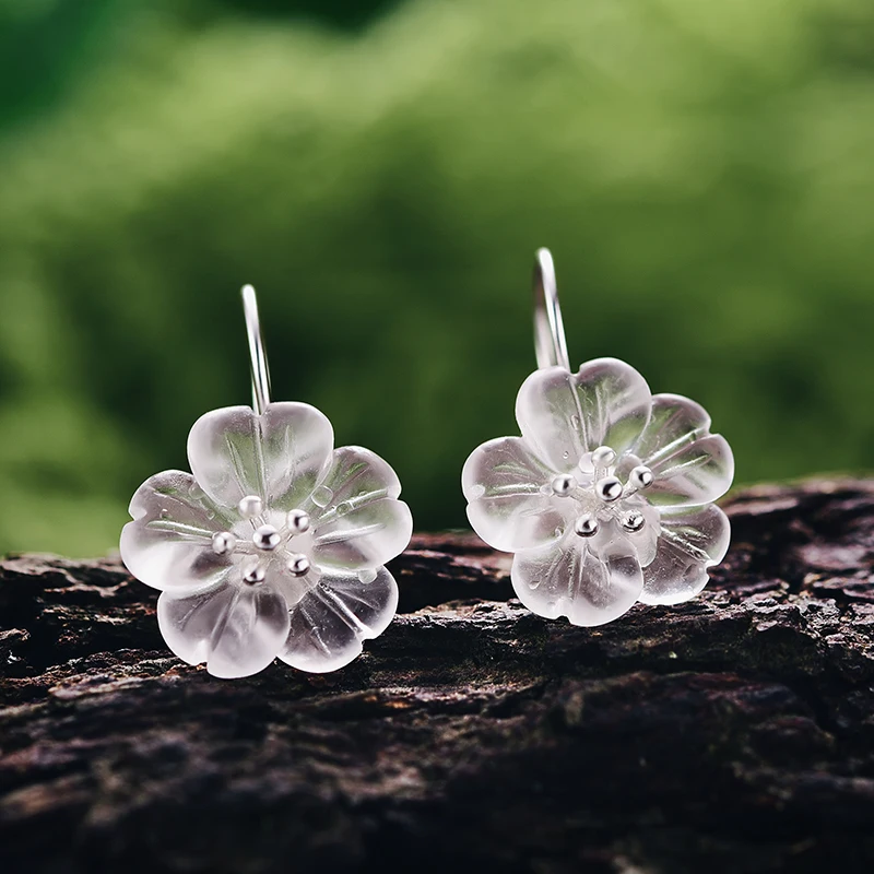 Lotus Fun Real 925 Sterling Silver Handmade Natural Designer Fine Jewelry Flower in the Rain Fashion Jewelry Set for Women