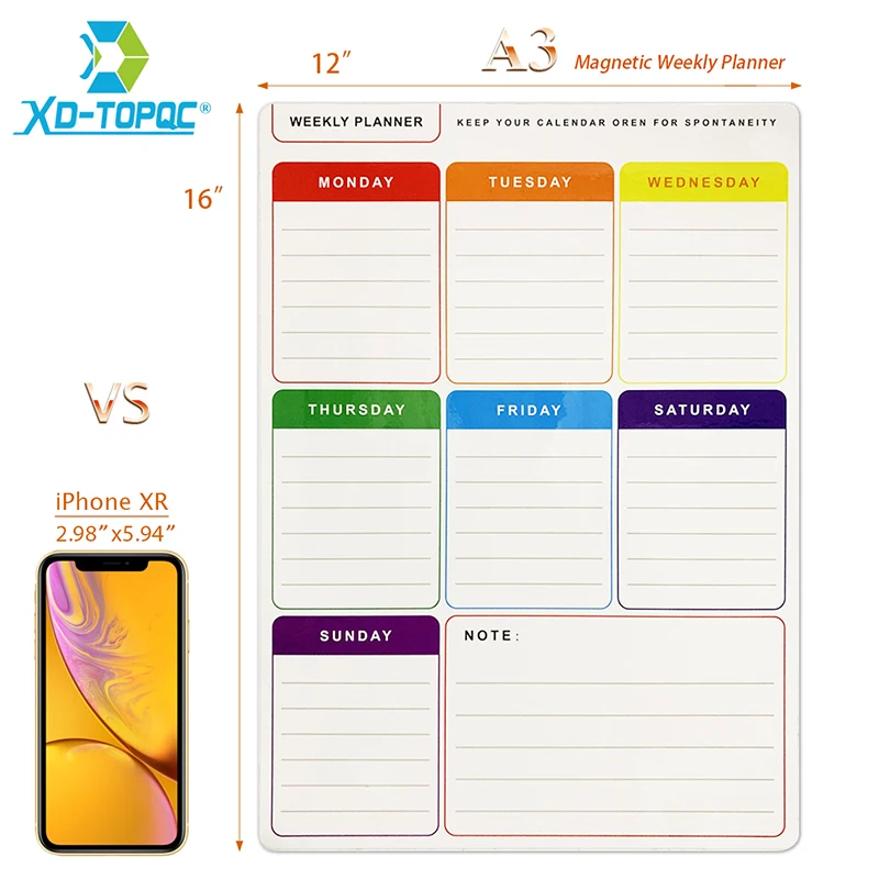 New Whiteboard Planner A3 Magnetic White Board For Notes Dry Wipe Weekly Plan Refrigerator Magnet Flexible Drawing Message Board