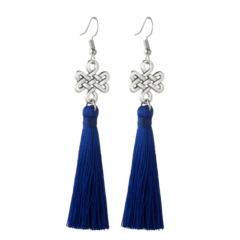 LOVBEAFAS Bohemian Tassel Earrings For Women Fashion Jewelry Knot Boho Drop Fringed Long Wedding Earrings Gift boucle d\'oreille