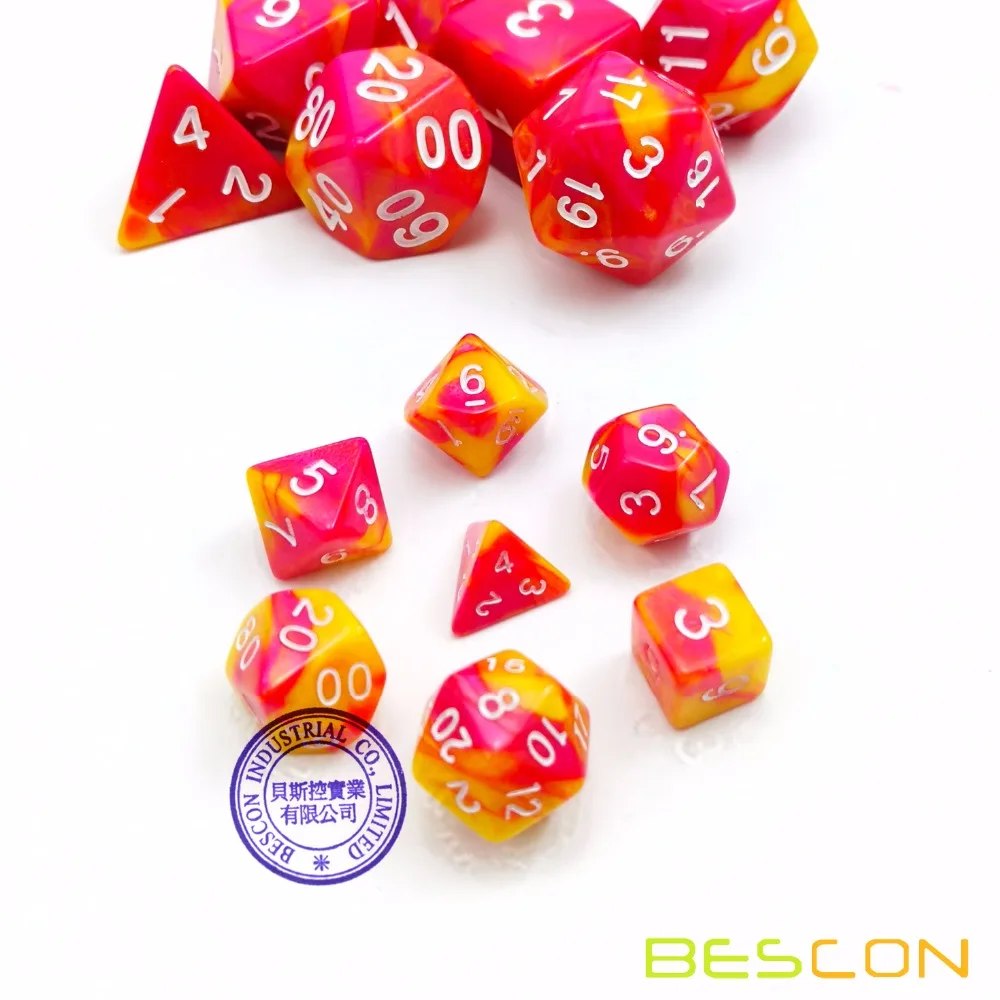 Bescon Mini Gemini Two Tone Polyhedral RPG Dice Set 10MM, Mini RPG Dice Set D4-D20 in Tube Packaging, Assorted Colored of 42pcs