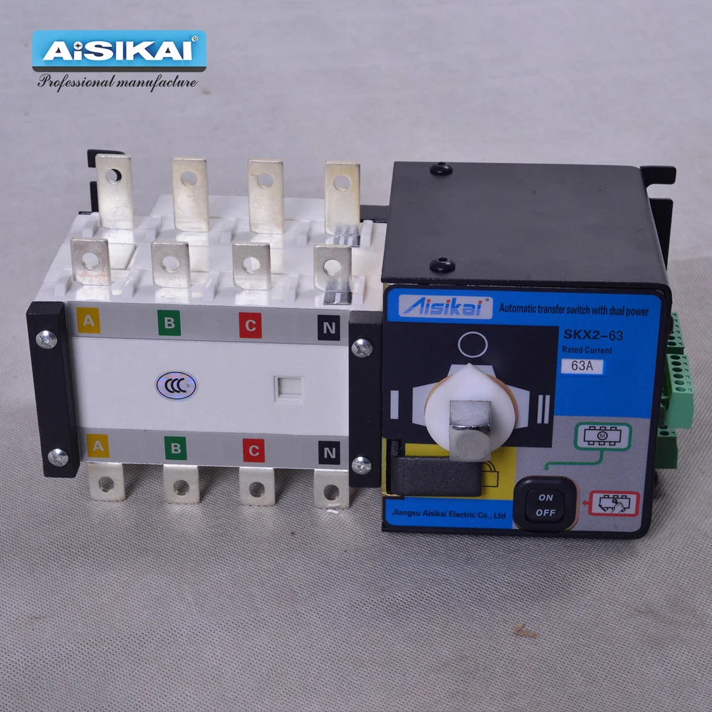 Imagem -05 - Aisikai-placa de Painel Elétrico 63a 4p Controle Ats Interruptor de Transferência Automática de Energia Dupla 220v 380v Gerador Diesel Fases