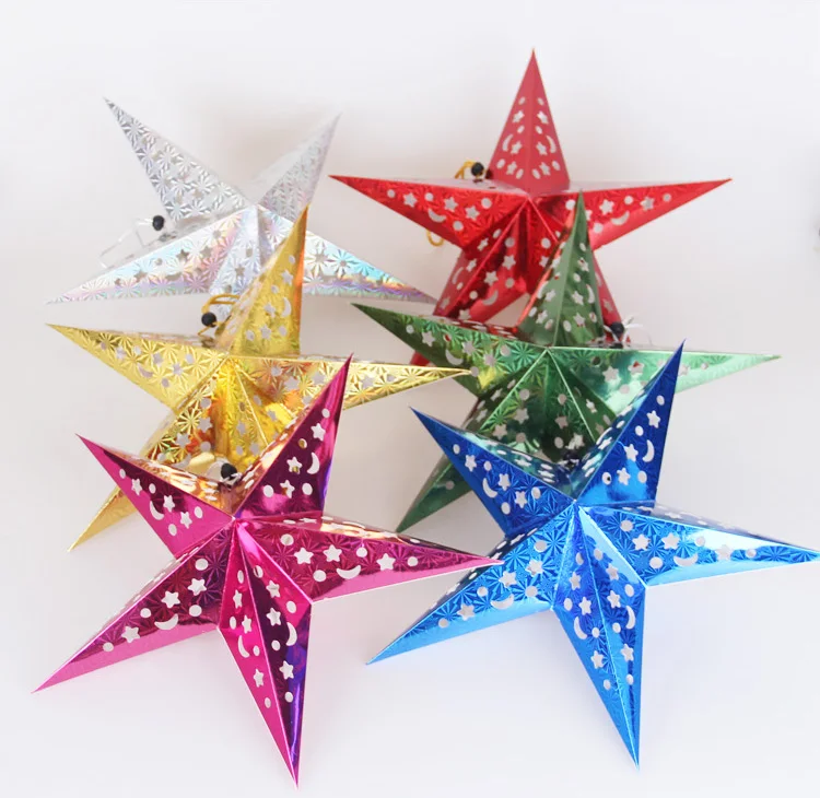 30cm Cut-Out Paper Star Lantern, Hanging (Light Not Included) set of 4