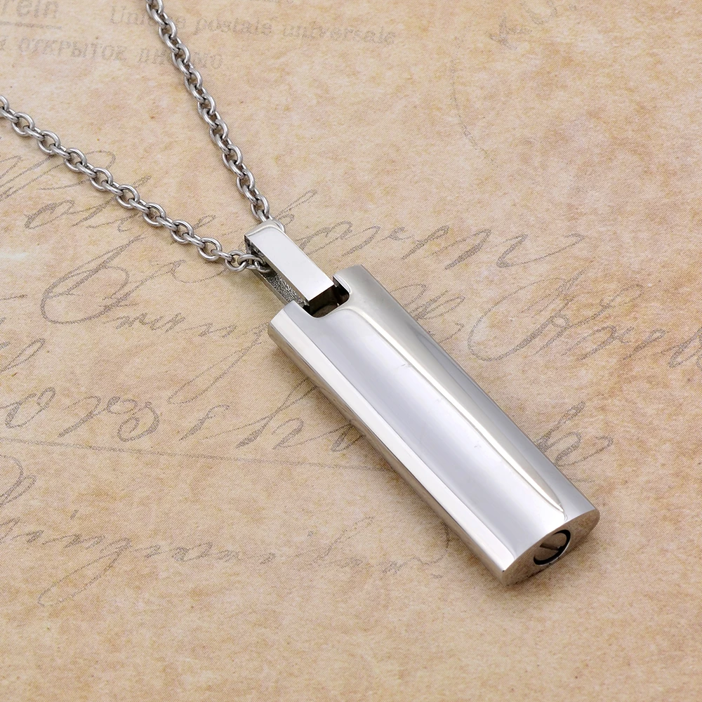 Impressjewelry Engraved Jewelry Cremation Urn Necklace Memorial Pendant Elegant Mens Cube Ashes Keepsake