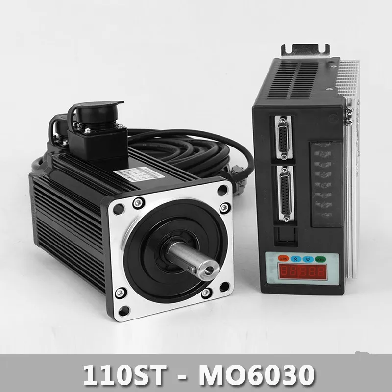 1.8KW AC Servo Motor 6N.M 3000RPM 110ST-M06030 AC Motor +Matched Servo Motor Driver+3M Cable Complete Motor kits High Quality