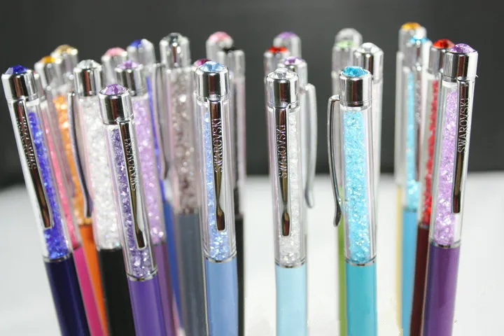 Diamond on Top Crystal Pen Metal case gift elements Crystal Ballpoint Pen stylo For office school wedding