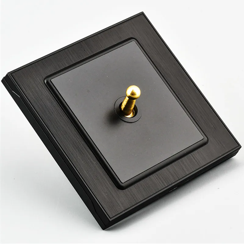 86x86mm Squre Luxury Home Retro Dial Panel Wall Switch Black 1/2/3/4Gang 1/2Way AC Nordic Hotel Wall Switch