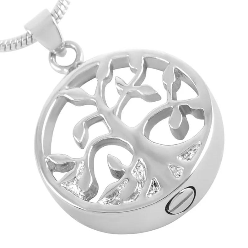 IJD8107 Never Fade 316L Stainless Steel Tree of Life Memorial Necklace Hold Ashes Keepsake Cremation Urn Pendant Jewelry for Men