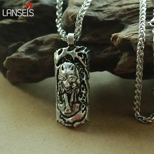 

lanseis 10pcs viking wolf men necklace pendant nore wolf jewelry