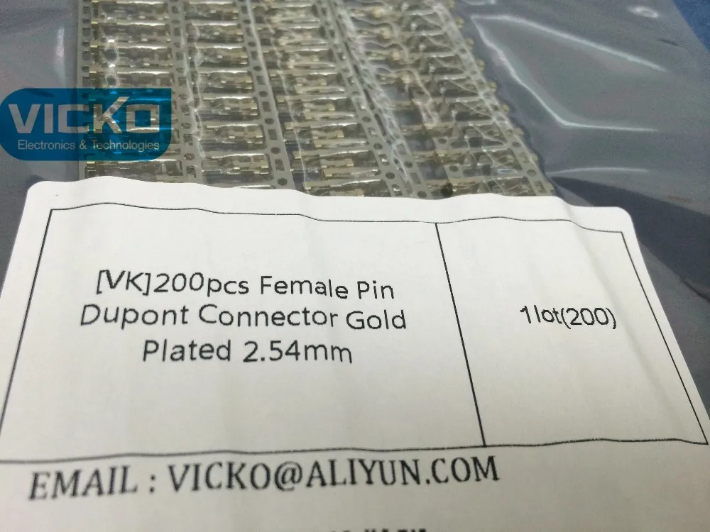 [VK]200pcs Female Pin Dupont Connector Gold Plated 2.54mm