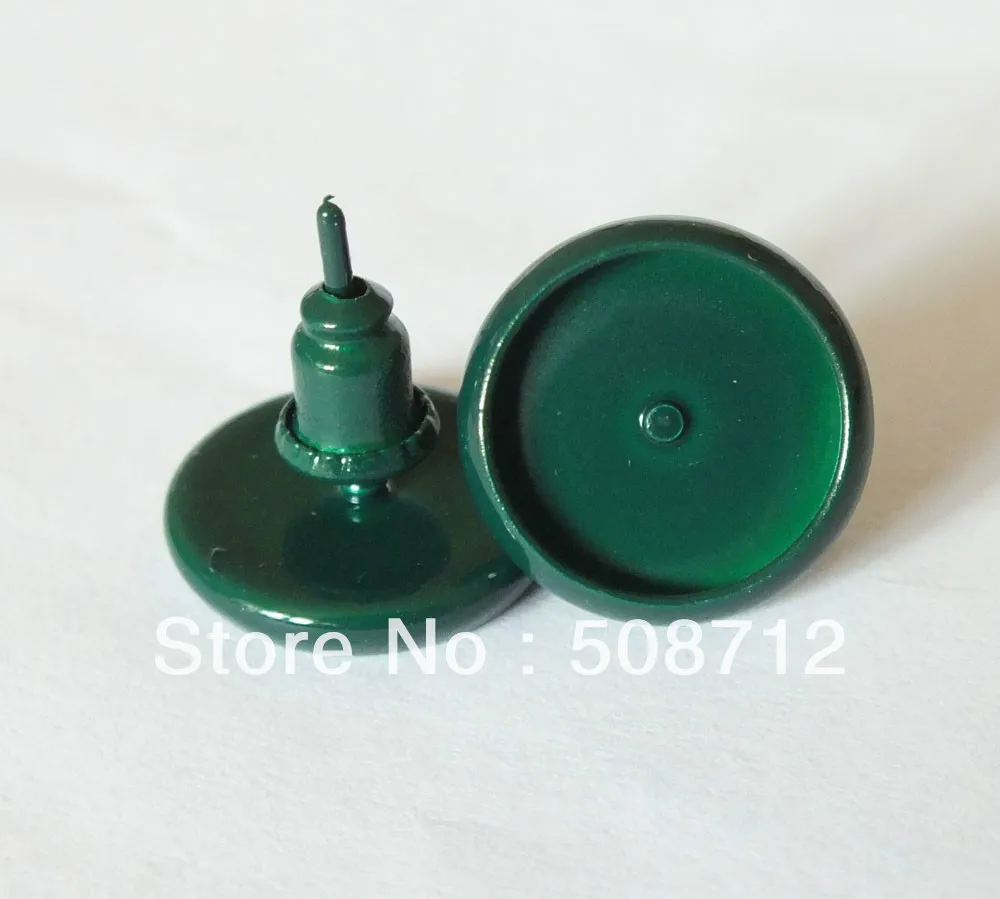 

Free shipping!!! 300sets /lot 10mm Pad Dark Green Earrings Stud , Blanks Base Tray Bezel Cameo Setting Post Bullet Stopper Back