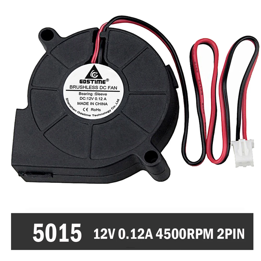 

Gdstime 50mmx50mmx15mm 0.12A 12V 2Pin 5cm Radial PC Computer DC Cooling Blower Fan 5015 4500RPM
