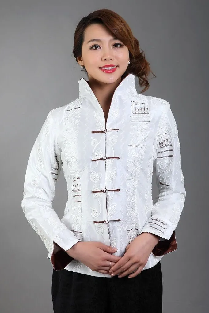 New Arrival Spring Female Silk Satin Jacket Chinese Lady Embroidery Coat Flowers Size S M L XL XXL XXXL