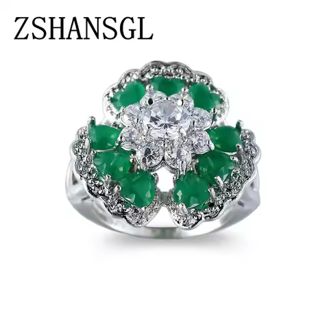 2025 Summer Solid 925 Sterling Silver Ring Flowers Design CZ Romantic Fashion Jewelry Rings For Women Best Gift For Girls