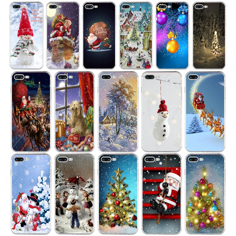 97SD New Year Snowman Colorful Merry Christmas Santa 2  Soft TPU Silicone Cover Case For Apple iPhone 6 6s 7 8 plus Case