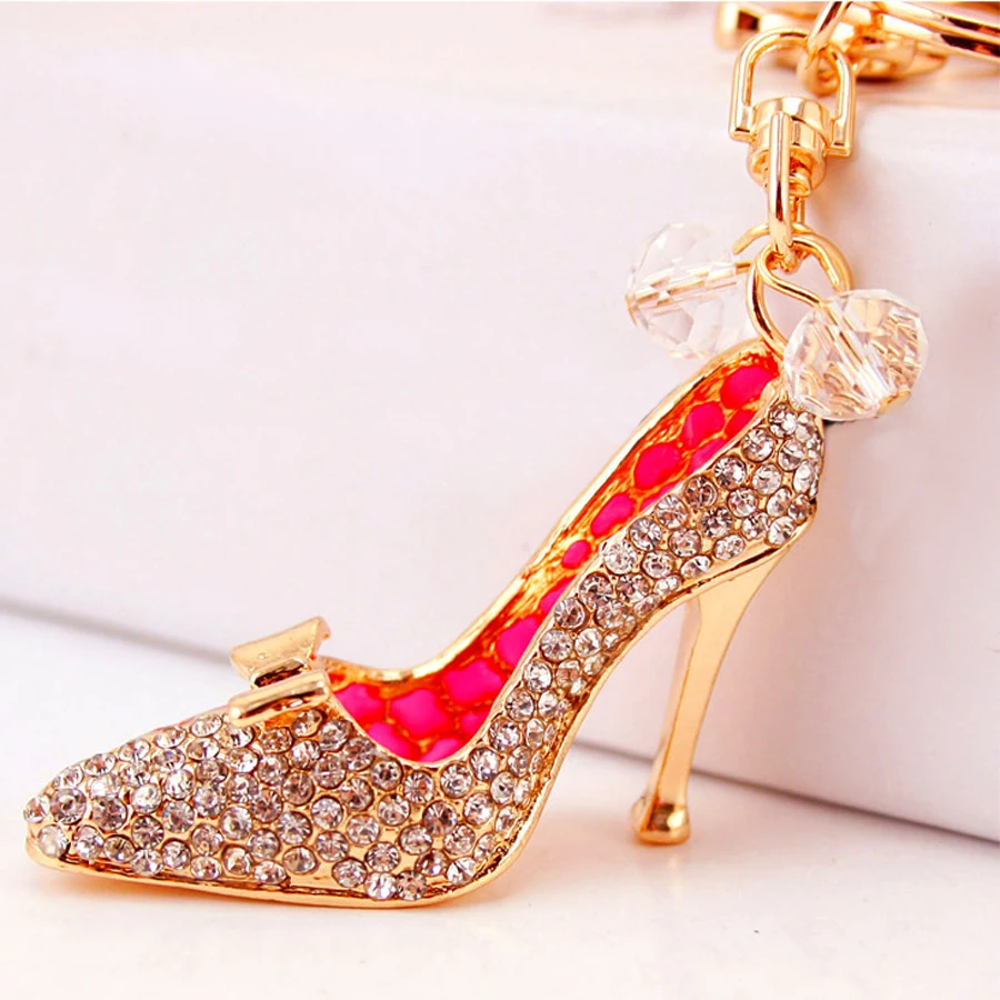 クリエイティブラインストーン絶妙なハイヒールバッグキーホルダーチャーム女性ハンドバッグ靴キーリング車のキーホルダーバッグアクセサリーギフト R170