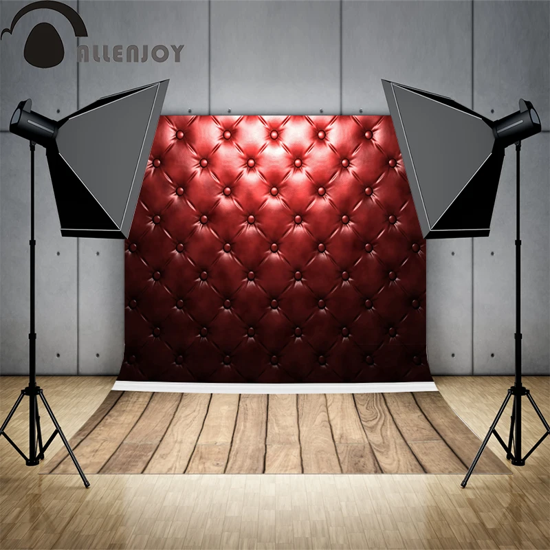 Allenjoy-fundo para sessão de fotos, cabeceira vermelha, cor gradual e piso de madeira, backdrop para estúdio fotográfico