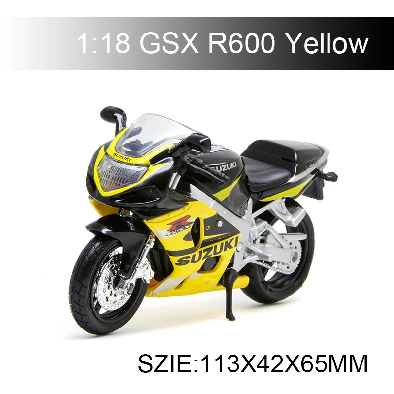 Maisto 1:18 Suzuki GSXR600 GSX R600 Yellow Motorcycle Models Diecast Moto Miniature Race Toy For Gift Collection