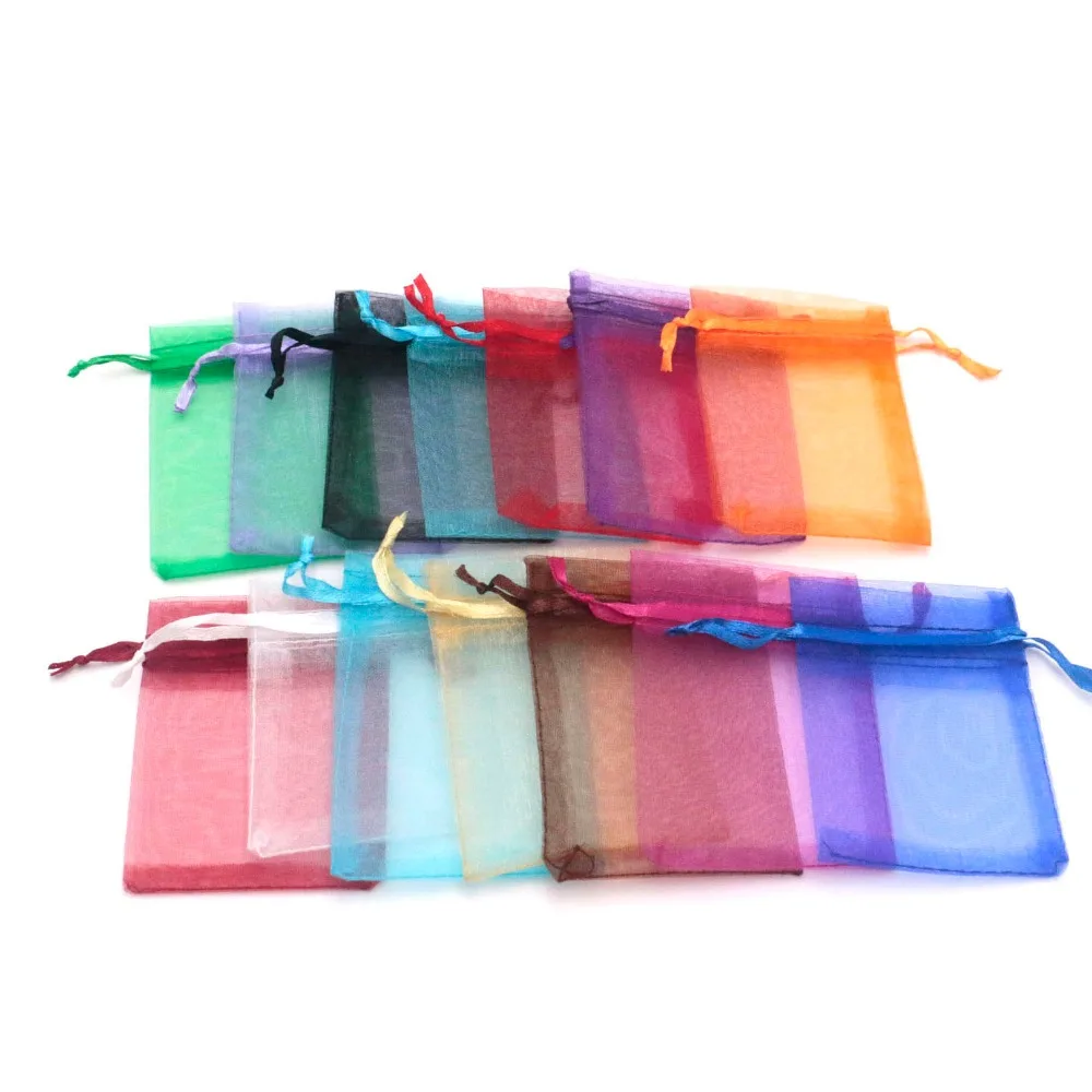 

50pcs/lot 7x9cm Organza Drawstring Bag Bead Storage Bracelet Display Wedding Jewelry Packaging Pounch Wholesale Lots Bags