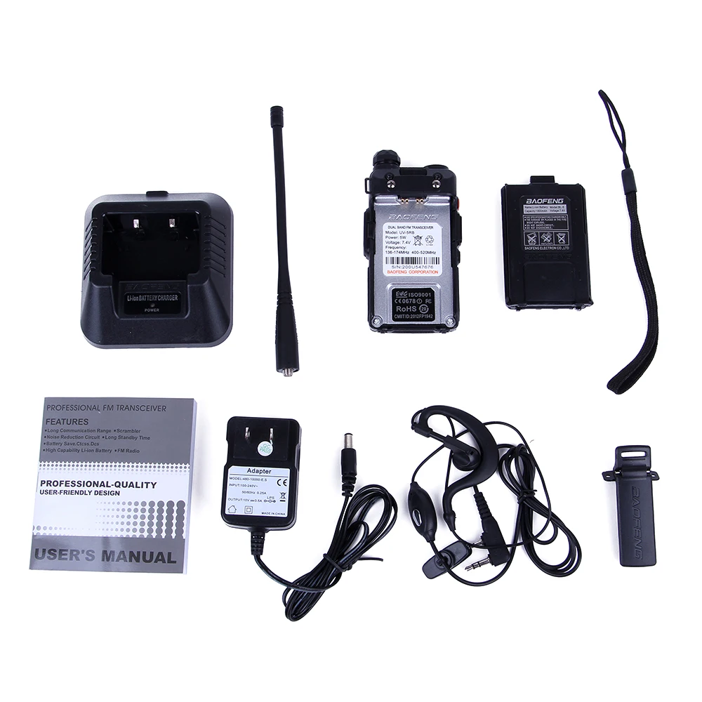 New Baofeng UV-5RB For Police Walkie Talkies Scanner Radio Dual Band Cb Ham Radio Transceiver UHF 400-470MHz & VHF 136-174MHz