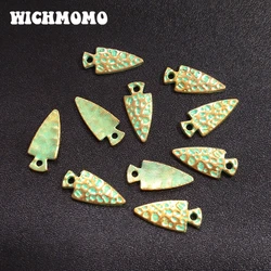 20pcs 21MM Retro Patina Plated Zinc Alloy Green Triangle Teeth Charms Pendants For DIY Jewelry Accessories PJ012