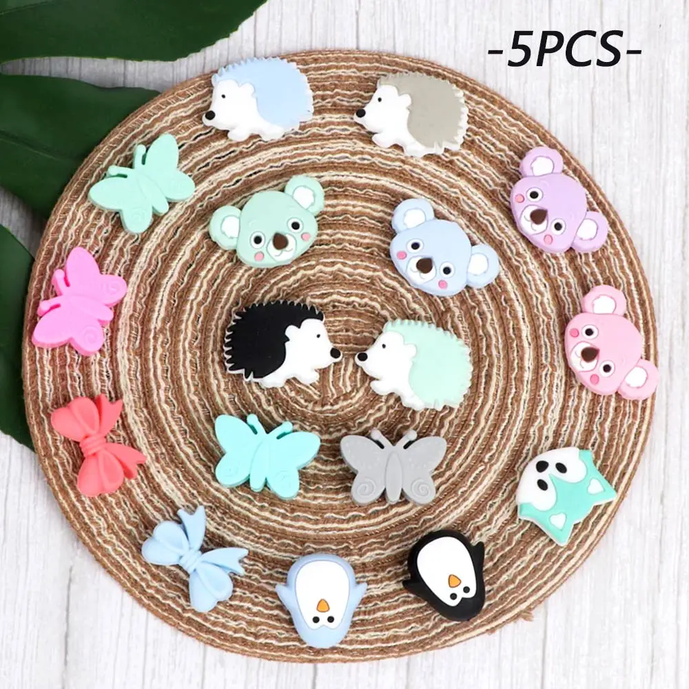 TYRY.HU 5pc/lot Cartoon Silicone Koala Animal Teething Beads DIY Accessories Baby Product Teething Necklace Food Grade Baby Bead