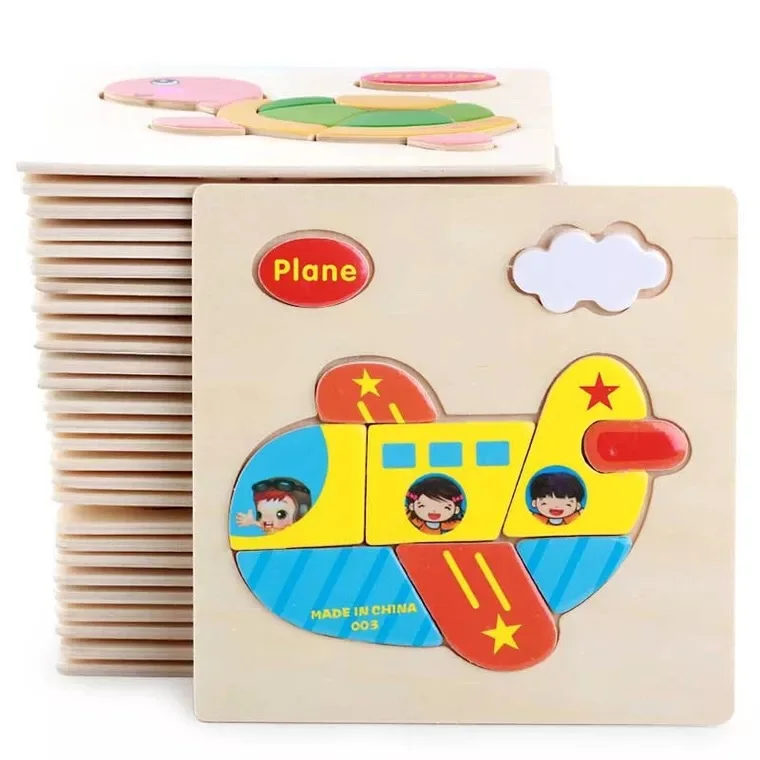 3D Wooden Puzzle Jigsaw Toys For Children Wood 3d Cartoon Animal Puzzles Intelligence Kids Early Educational Toys for children