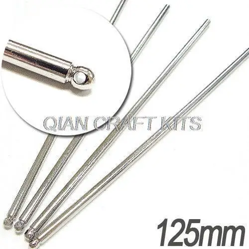 

35pcs 125mm LARGE Silver tone metal hair stick pins with hole (pencil shape) zinc alloy lead and nickle free