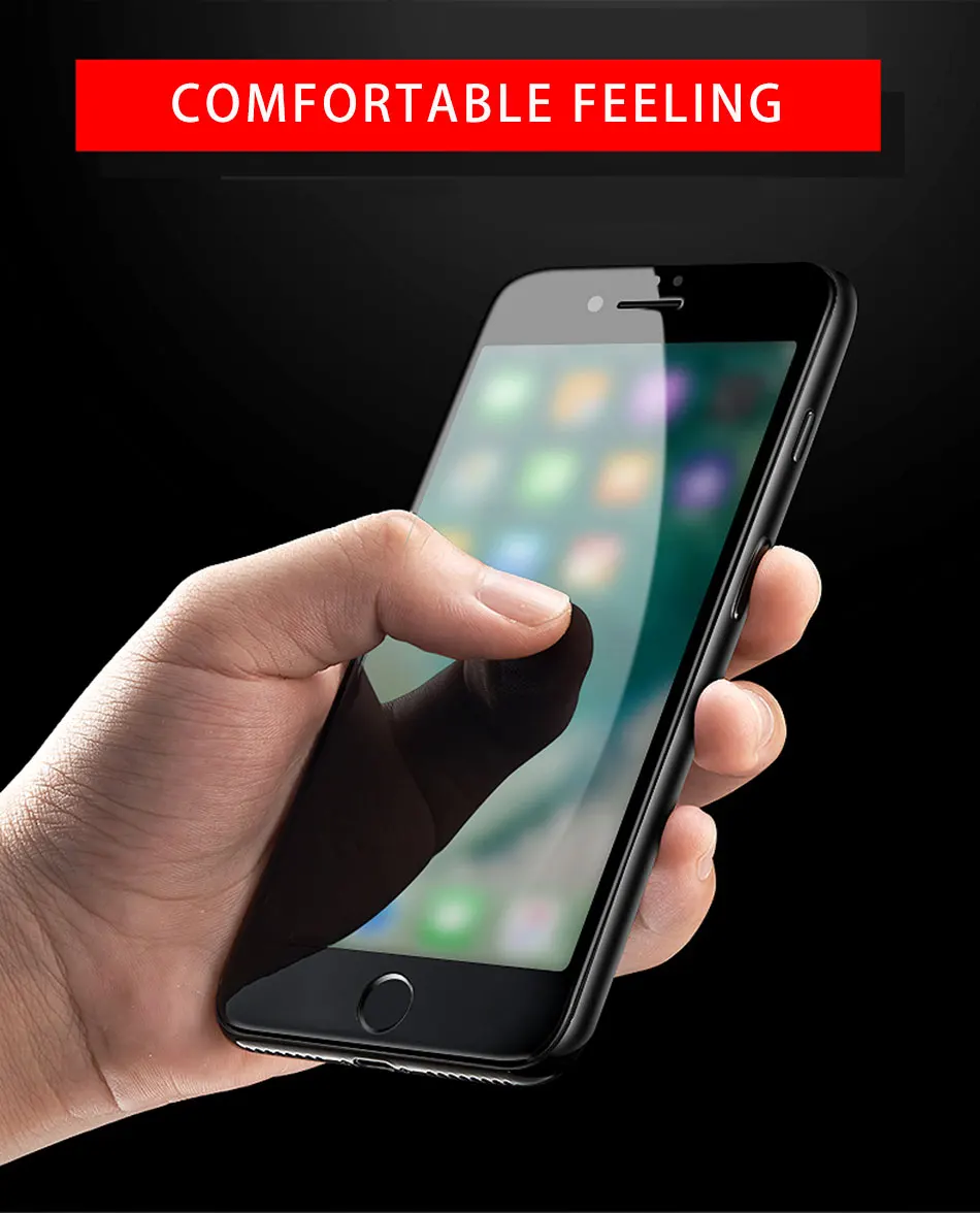 Ultra thin Transparent Glass Full Cover For iPhone 6S 7 8 Plus phone Full Cover Screen Shockproof Protective Light Screen Glass