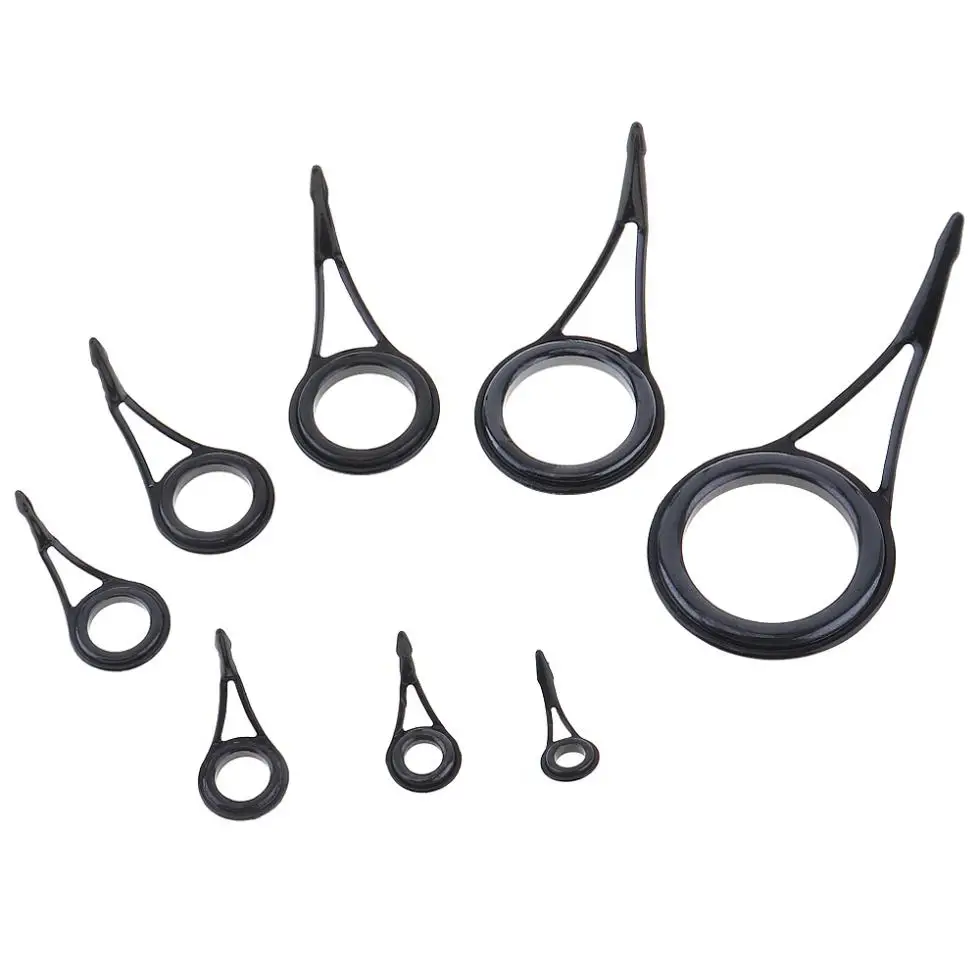 8pcs/lot Mixed Size Fishing Rod Guide Set Tip Strong Line Rings Fishing Rod Guide Tip Top Repair Kit