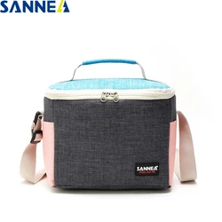 SANNE New Fashion Lunch Bag Children's PicnicThermal Carry Food Picnic Cooler Lunch Box Frosted Fabric Portable Multifunction