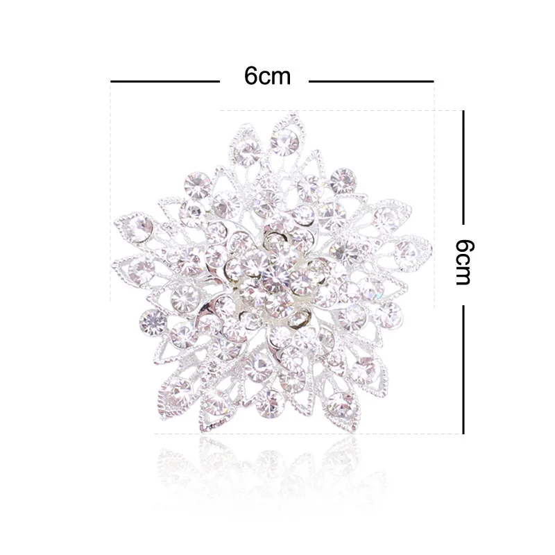 Women\'s Crystal Elegant Flower Bridal Corsage Brooch Pin Silver Plated AB Color Rhinestone Bouquet Breastpin For Wedding, BH8325