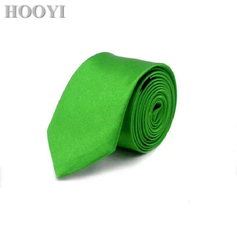 HOOYI Stropdassen voor Mannen Effen kleur Polyester Slim Tie 40 colours Bruiloft 5 cm breedte Mariage Stropdas