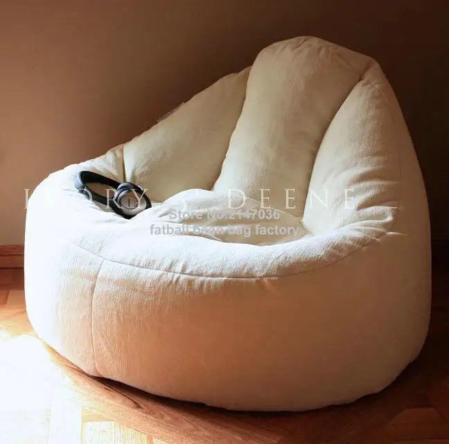 Furlicious Leanback Lounger , high back support bean bag living room sofa chair - lazy sofa beds in white