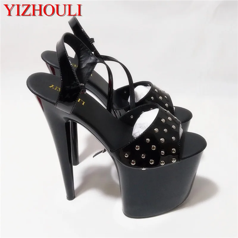 

Summer new arrival 2020 sexy women's shoes 20cm high-heeled shoes 8 inch thin heels sandals fashion rivet shoes