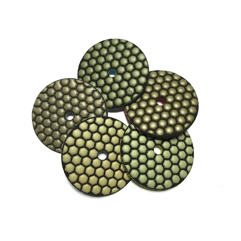 RIJILEI 5 Pieces/Lot 3Inch Dry Polishing Pad 80mm Honeycomb Marble Polishing Pad Flexible Diamond Polishing Pads Sanding 3GM5