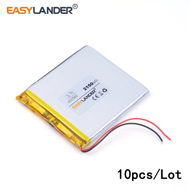 

10 шт./лот 655560 2150mah 3,7 v литий-ионная полимерная аккумуляторная батарея DIY Мобильная Аварийная зарядная батарея