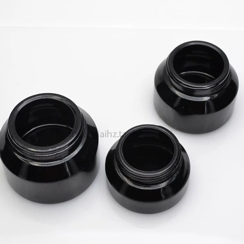 50pieces empty High quality 15g shiny black cream jar with silver lid, 15g cosmetic glass jar or cream container,eye cream jar