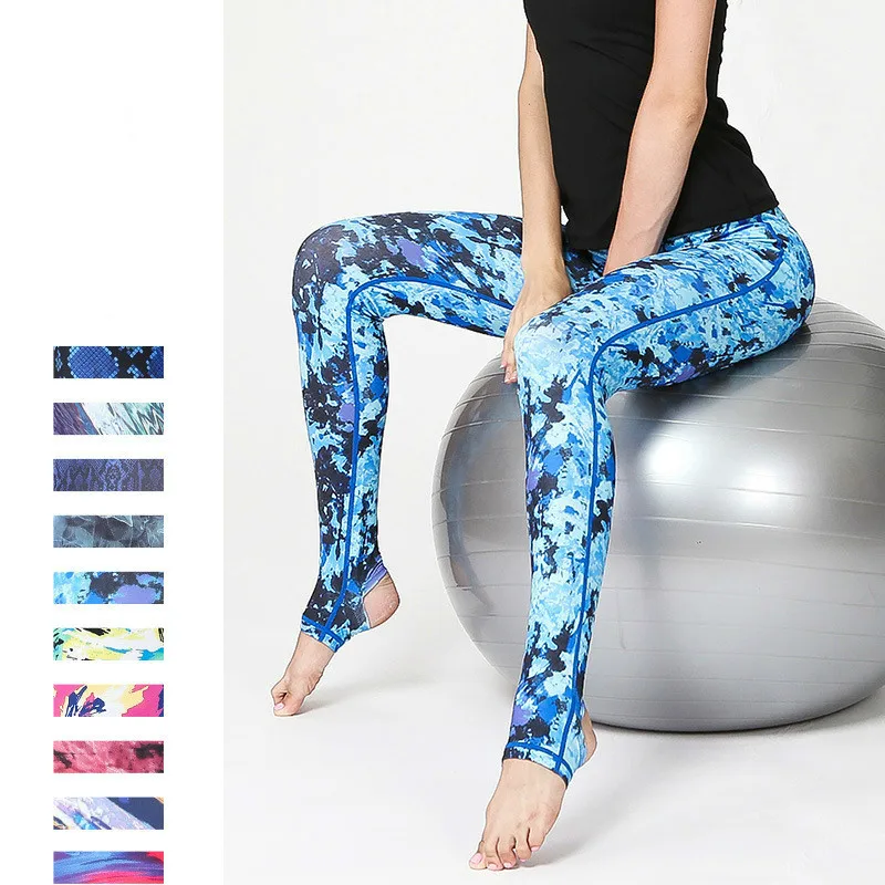 Pantalones de Yoga con estampado para mujer, mallas deportivas de secado rápido para correr, gimnasio, culturismo