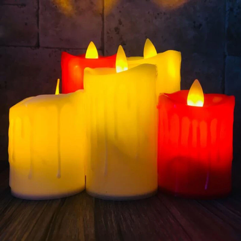 

mycyk tears LED electronic candle lamp 3pcs/lot creative simulation wiggle wick non-extinguishing smokeless candle decor plastic