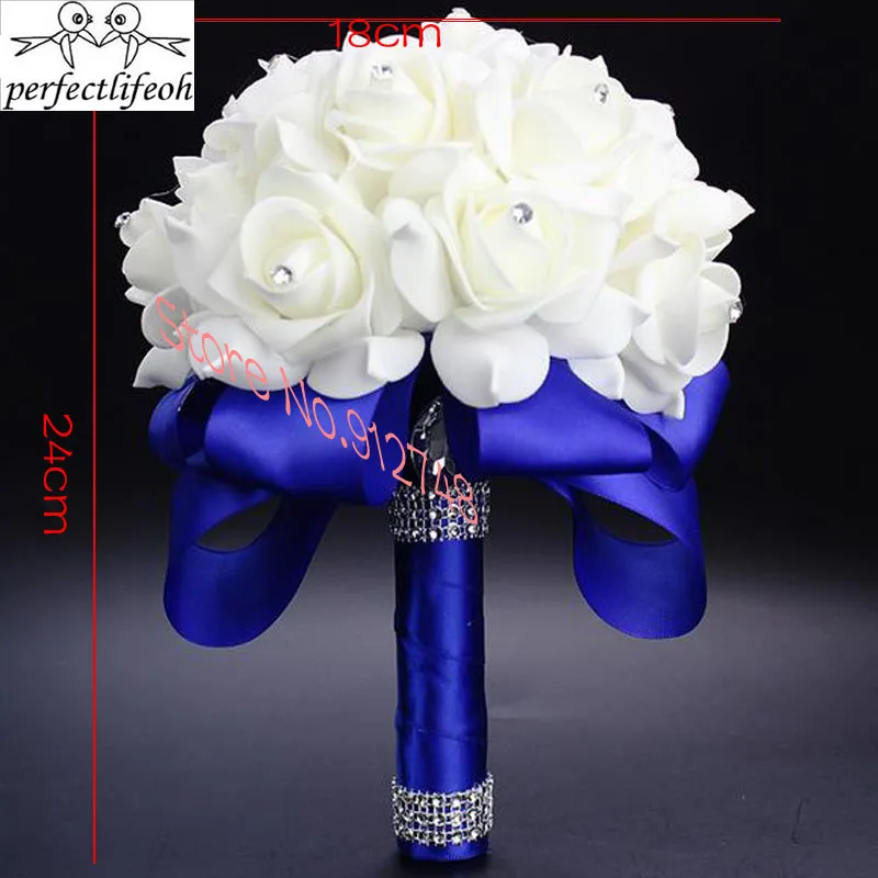 04 Elegant Royal Blue Wedding Bouquet Artificial Bridal Flowers Bride Bouquet Buque De Noiva