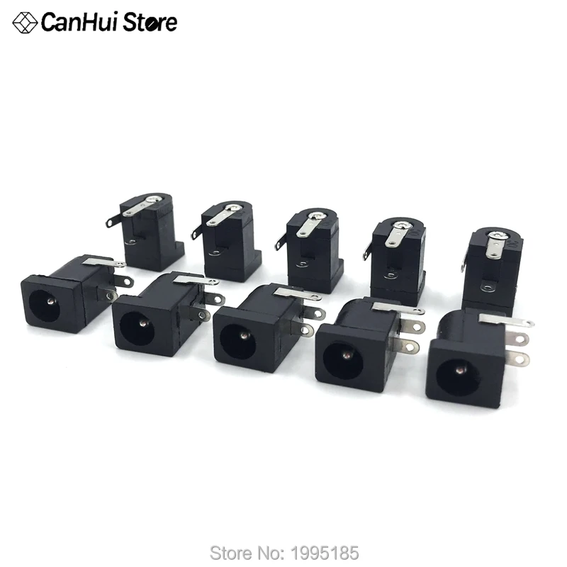 10pcs DC-005 Black DC Power Jack Socket Connector DC005 5.5*2.1mm 5.5*2.5 2.1 socket Round The Needle DC-005 DC Socket