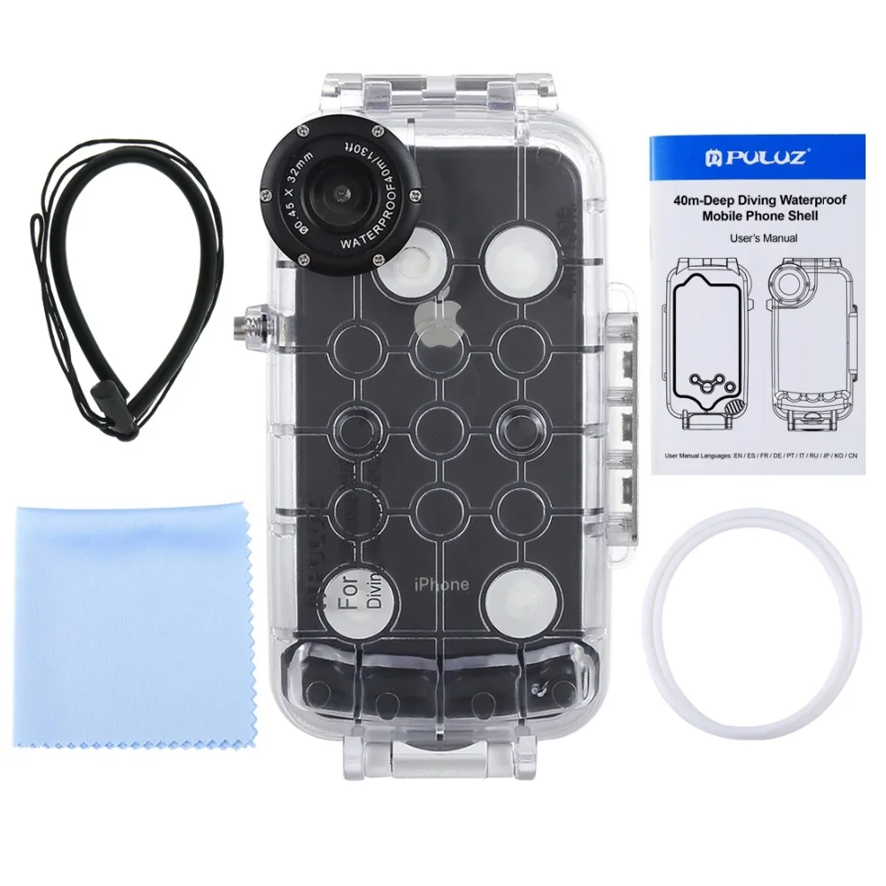 PULUZ For iPhone XS Max/XR/XS Underwater Housing 40m/130ft Diving Phone Protective Case Surfing Swimming Snorkeling Photo Video