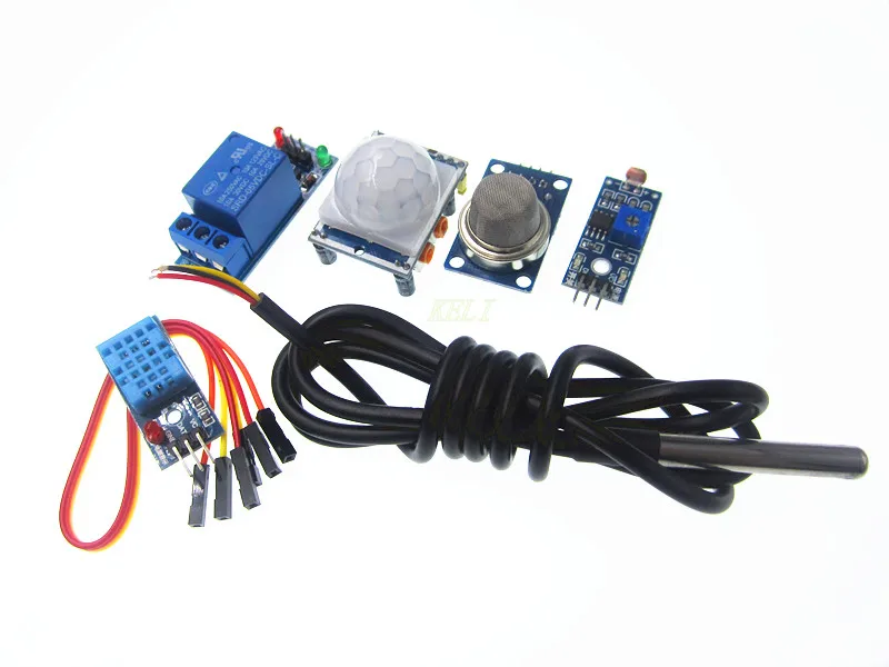 6 IN 1 Sensor sensor suite temperature humidity gas human photosensitive relay temperature Kits