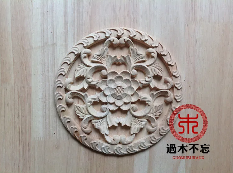 Wood dongyang wood carving wood fashion roses circle flowers corners ofhead applique