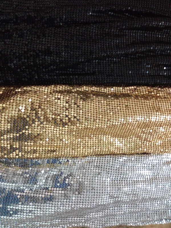 11x10cm Small Samlings Gold Metal Mesh Fabric Metallic Metal Sequin Sequined Fabric For DIY Sewing Doll Cloth Belt Metal Fabric