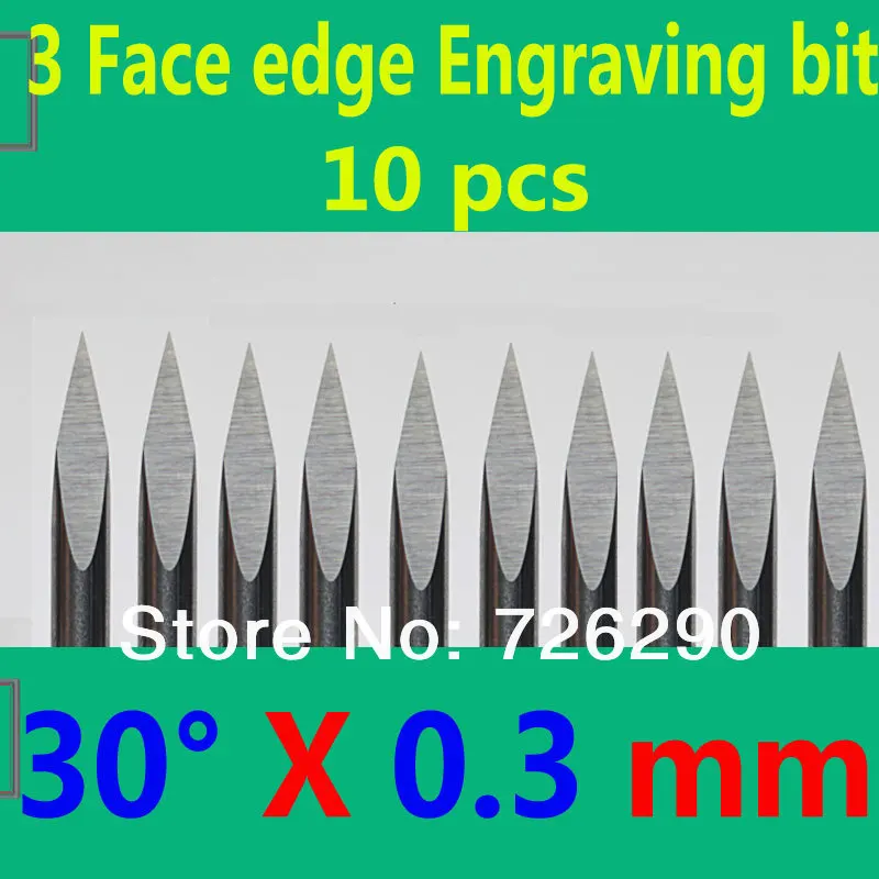 HUHAO 10 Chiếc 3.175Mm Đường Kính, 30 Góc 0.3Mm Đầu, 3 Cạnh Carbide Dụng Cụ Làm Rau Cau, Khắc Bit Cho CNC Router Máy